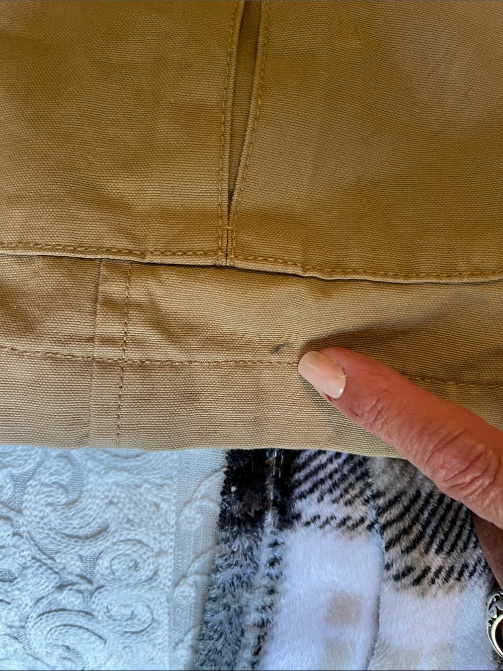L.L. Bean Women's Tan Canvas Utility Jacket with Brown Corduroy Collar - Picture 13 of 13
